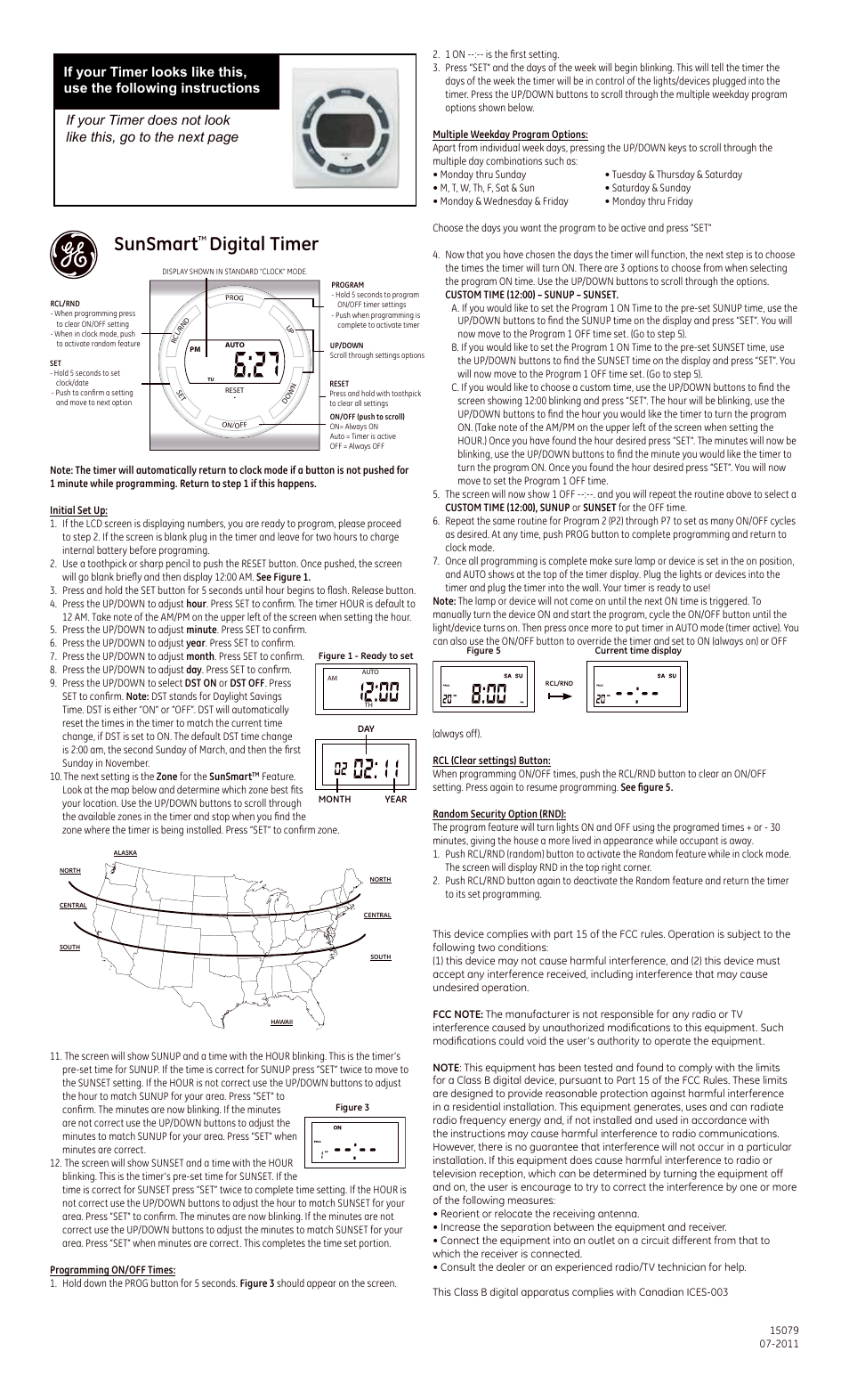 GE 15433 Plug-In Digital Timer version 1 & 2 User Manual | 2 pages