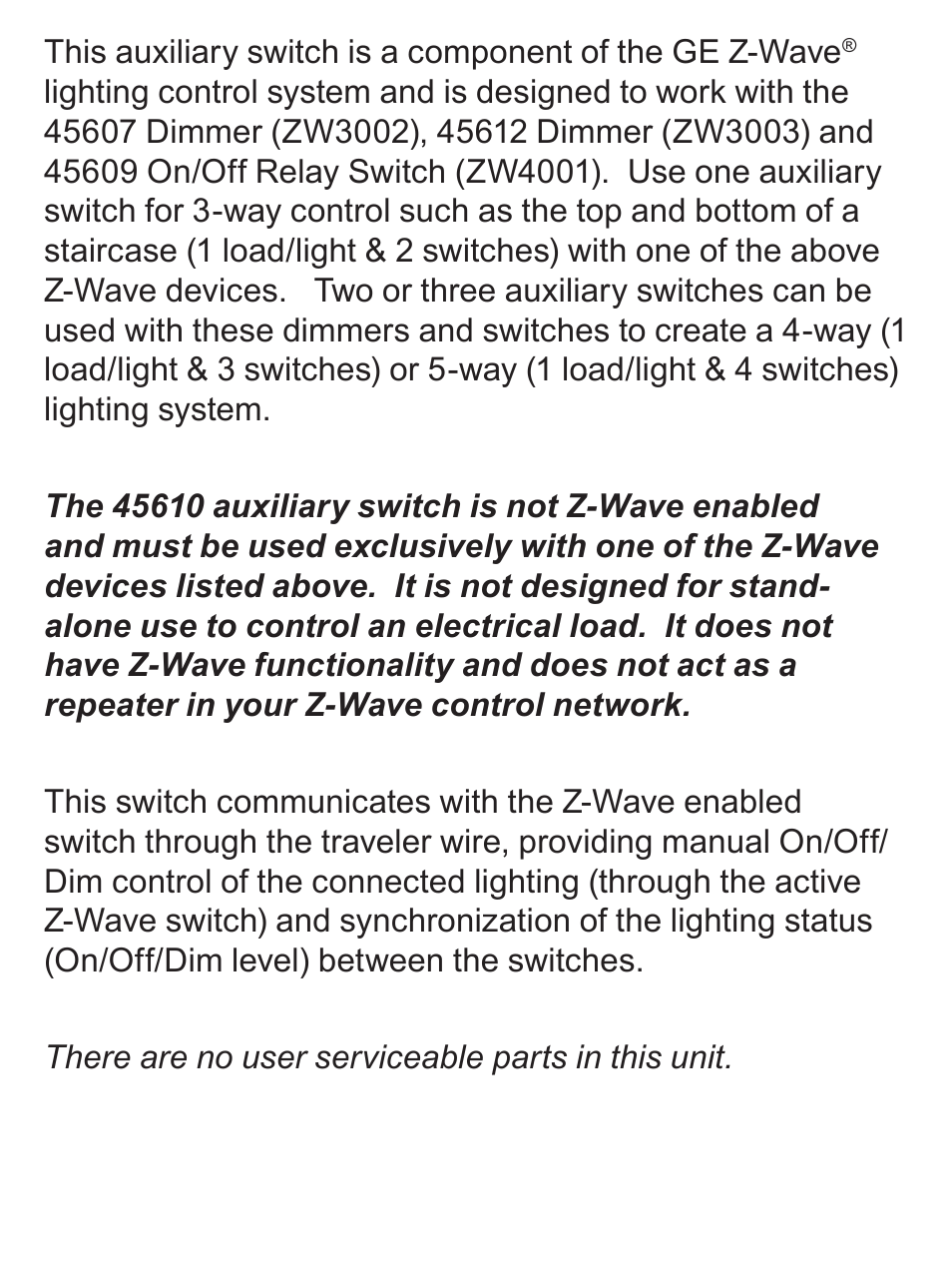 GE 45610WB GE Z-Wave Add On Auxiliary Switch User Manual | Page 2 / 16