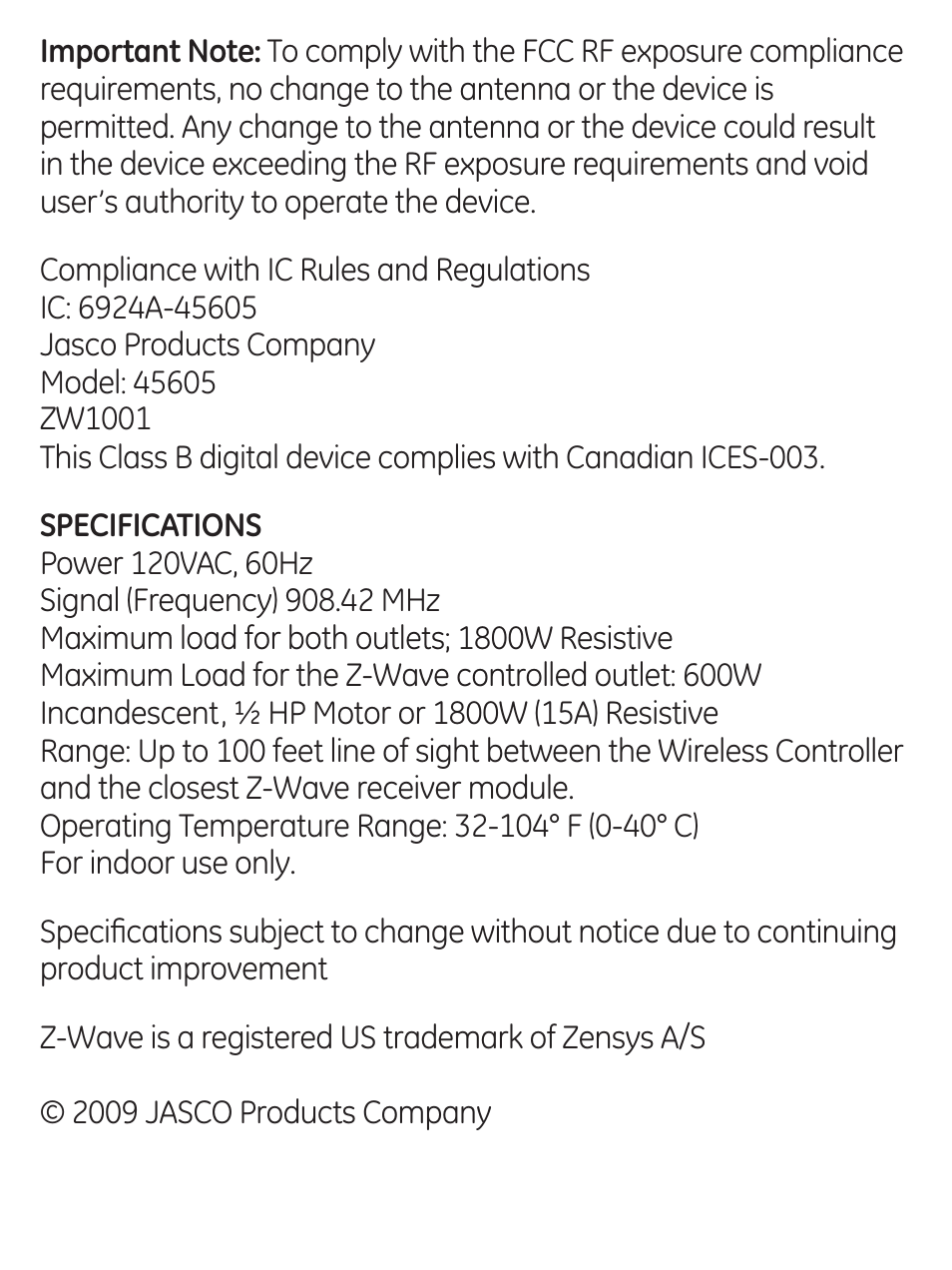 GE 45605 GE Z-Wave Duplex Receptacle User Manual | Page 19 / 20