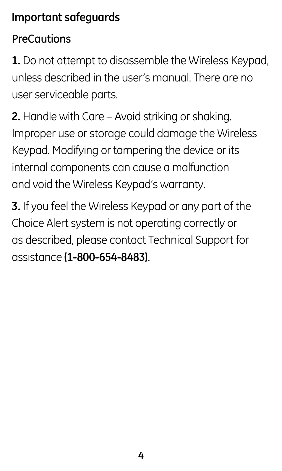 GE 45146 GE Choice Alert Wireless Keypad User Manual | Page 4 / 19