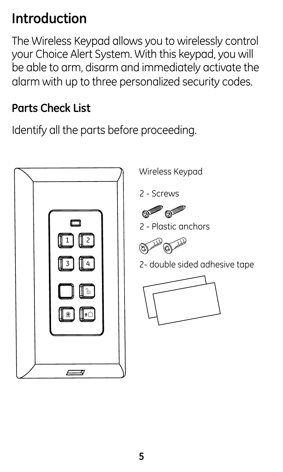 Introduction | GE 45146 GE Choice Alert Wireless Keypad User Manual | Page 5 / 19