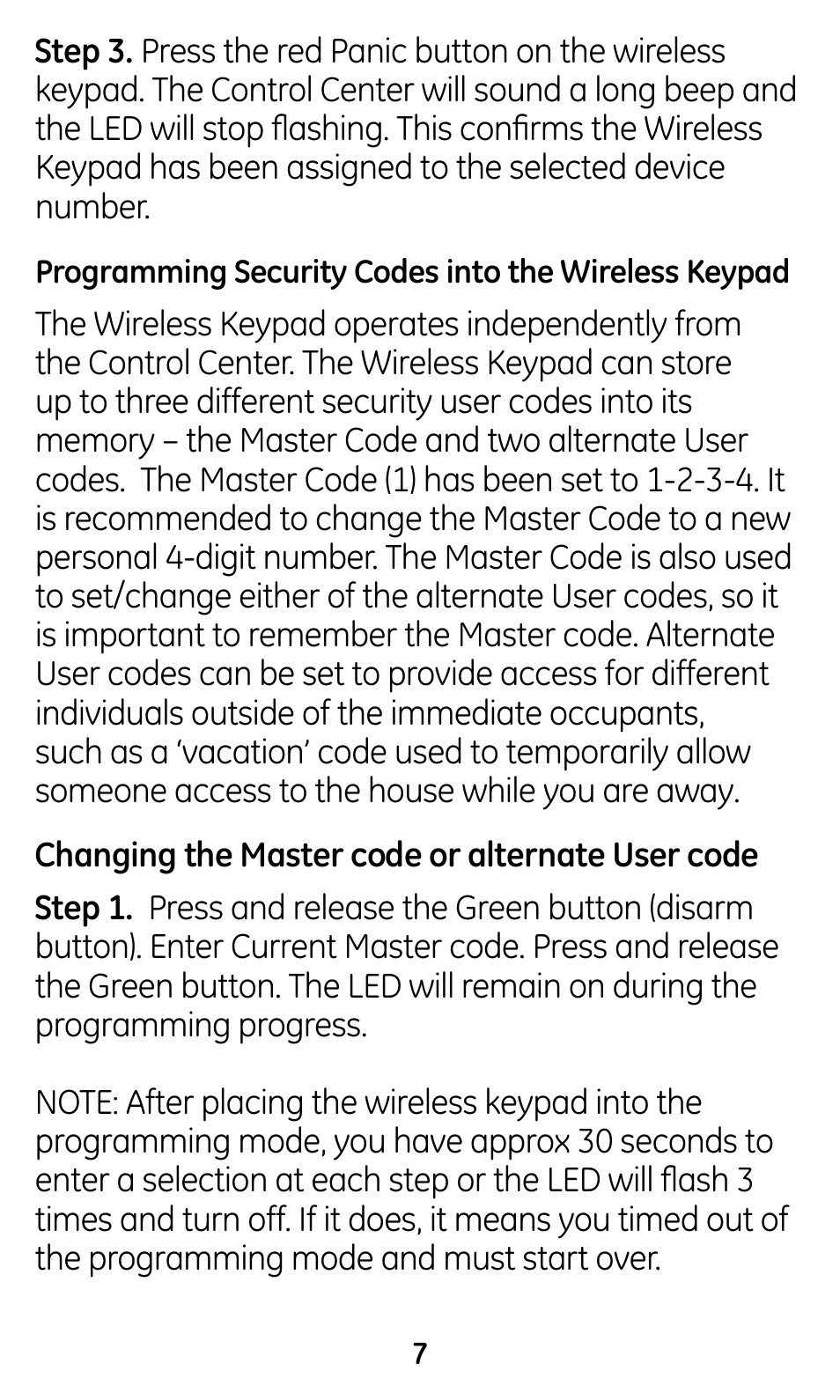 GE 45146 GE Choice Alert Wireless Keypad User Manual | Page 7 / 19