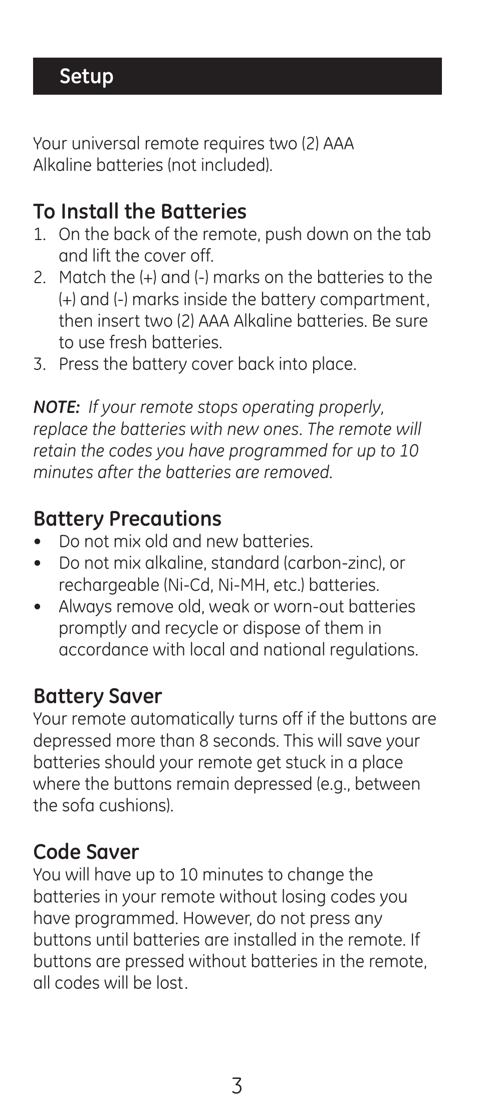 GE 24993-v2 GE Universal Remote Control User Manual | Page 3 / 44