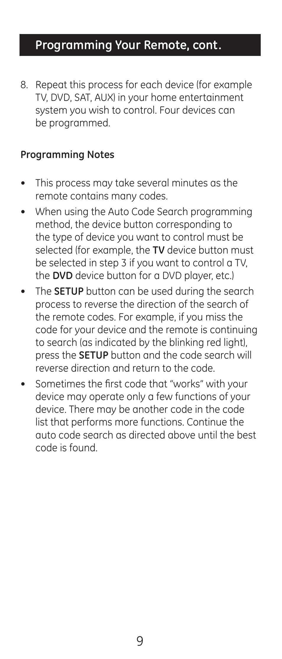 GE 24993-v2 GE Universal Remote Control User Manual | Page 9 / 44