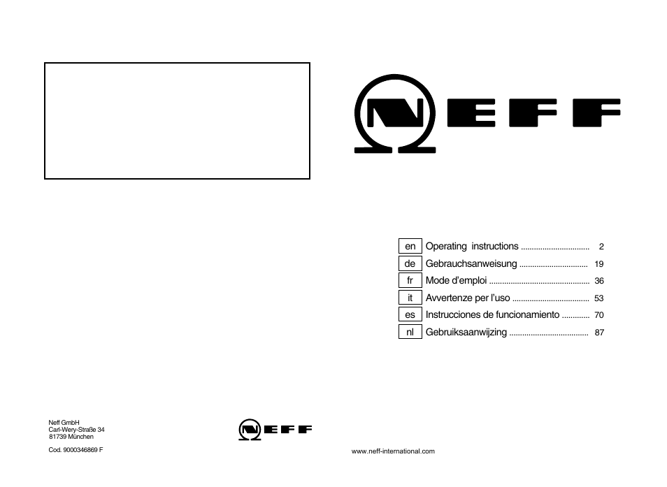 Neff T66S66N0 User Manual | 103 pages