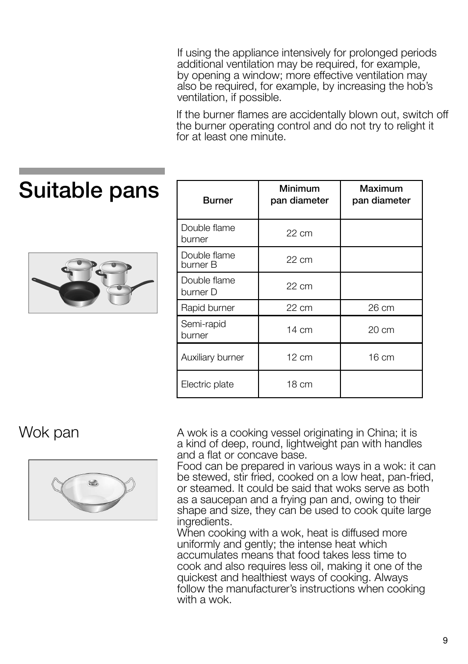 Suitable pans, Wok pan | Neff T66S66N0 User Manual | Page 10 / 103