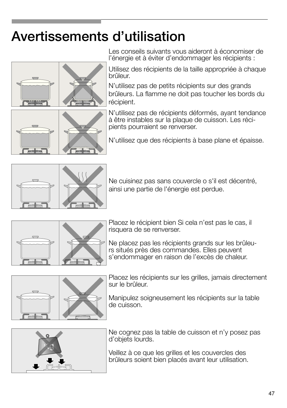 Avertissements d’utilisation | Neff T66S66N0 User Manual | Page 48 / 103
