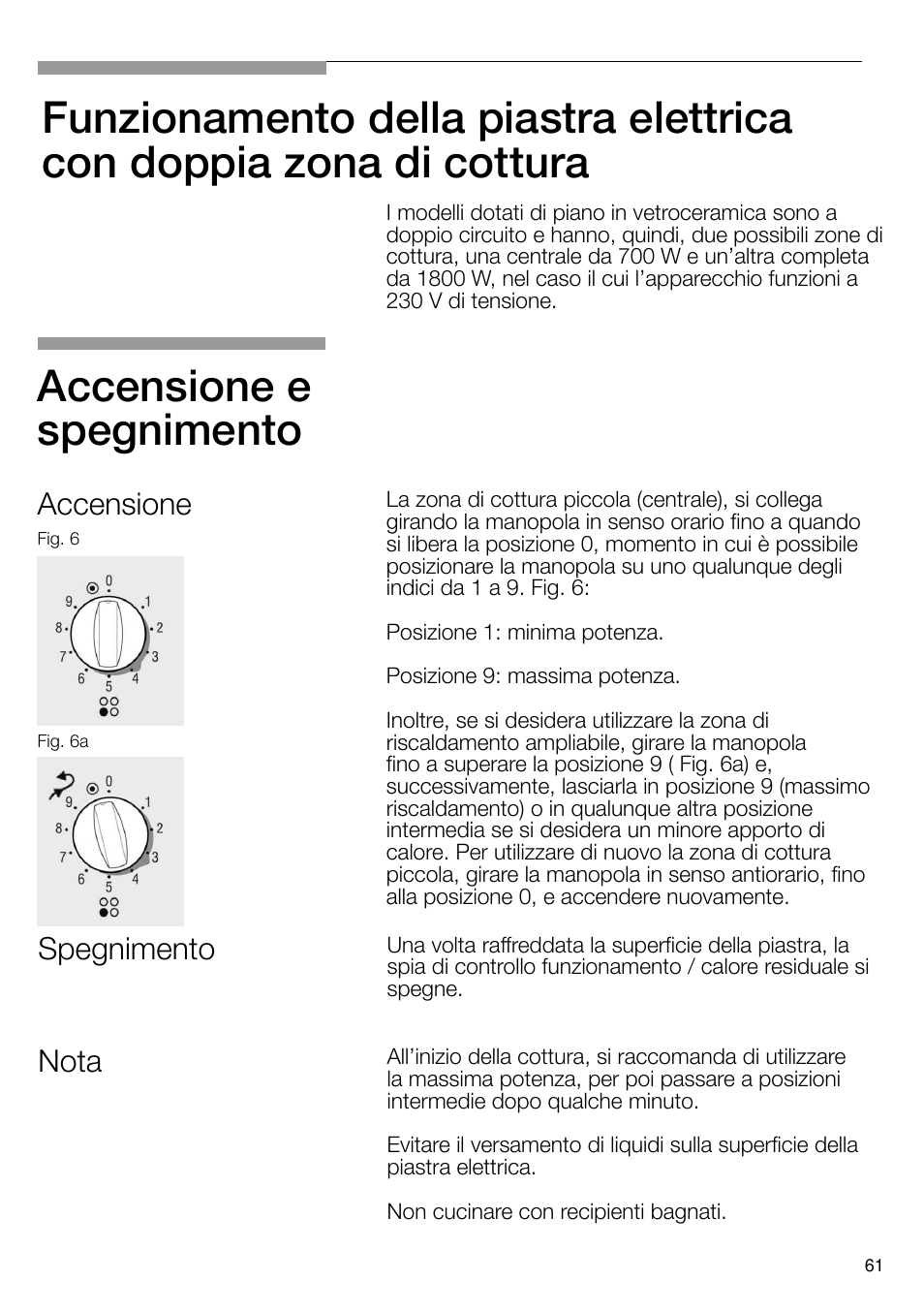 Accensione e spegnimento, Accensione, Spegnimento | Nota | Neff T66S66N0 User Manual | Page 62 / 103