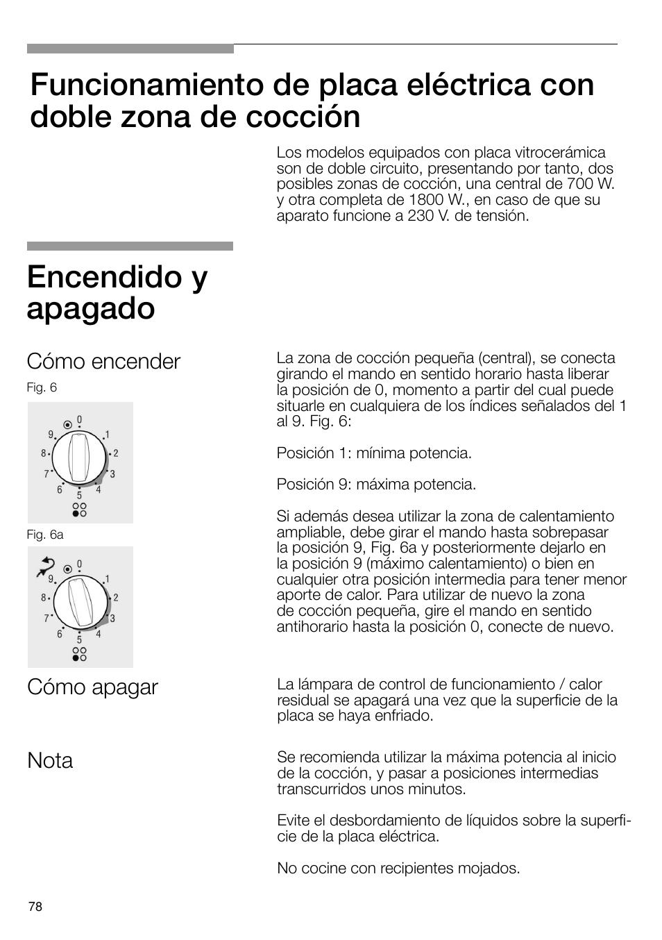 Encendido y apagado, Cómo encender, Cómo apagar | Nota | Neff T66S66N0 User Manual | Page 79 / 103