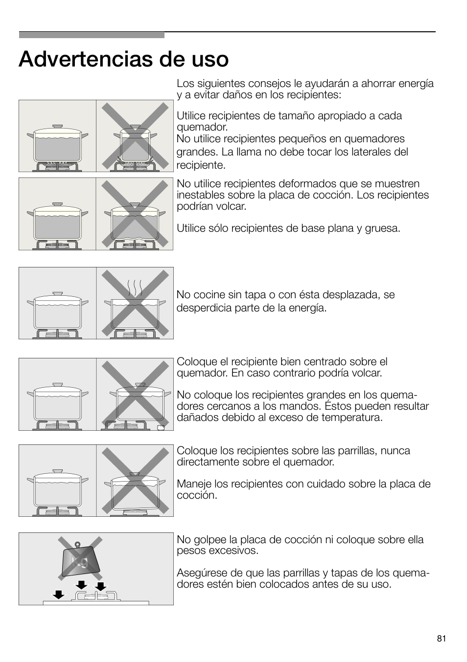 Advertencias de uso | Neff T66S66N0 User Manual | Page 82 / 103