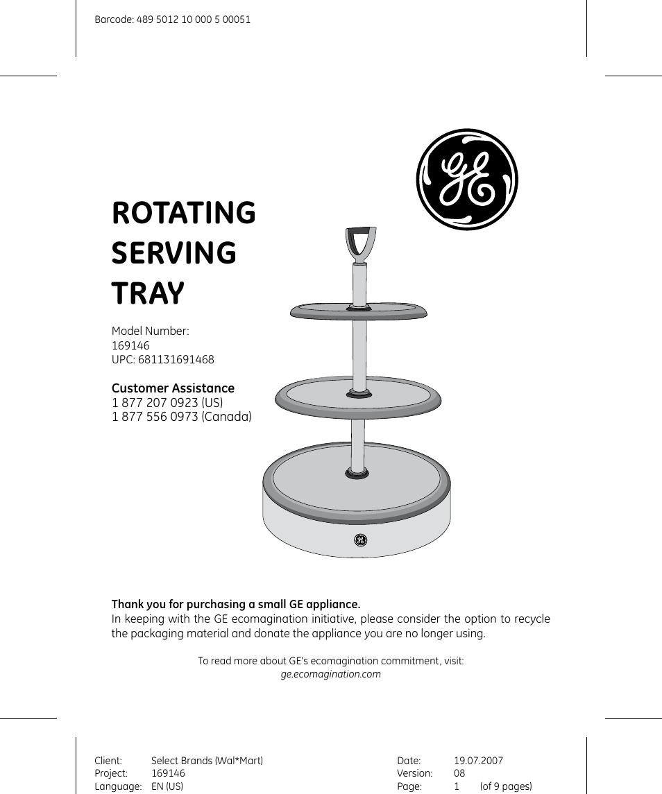 GE 169146 User Manual | 9 pages