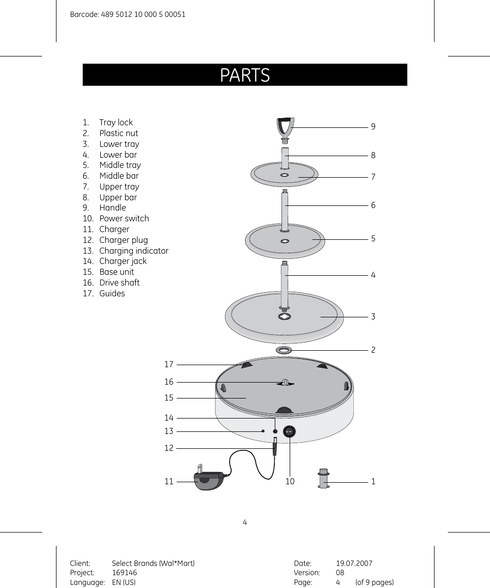 Parts | GE 169146 User Manual | Page 4 / 9