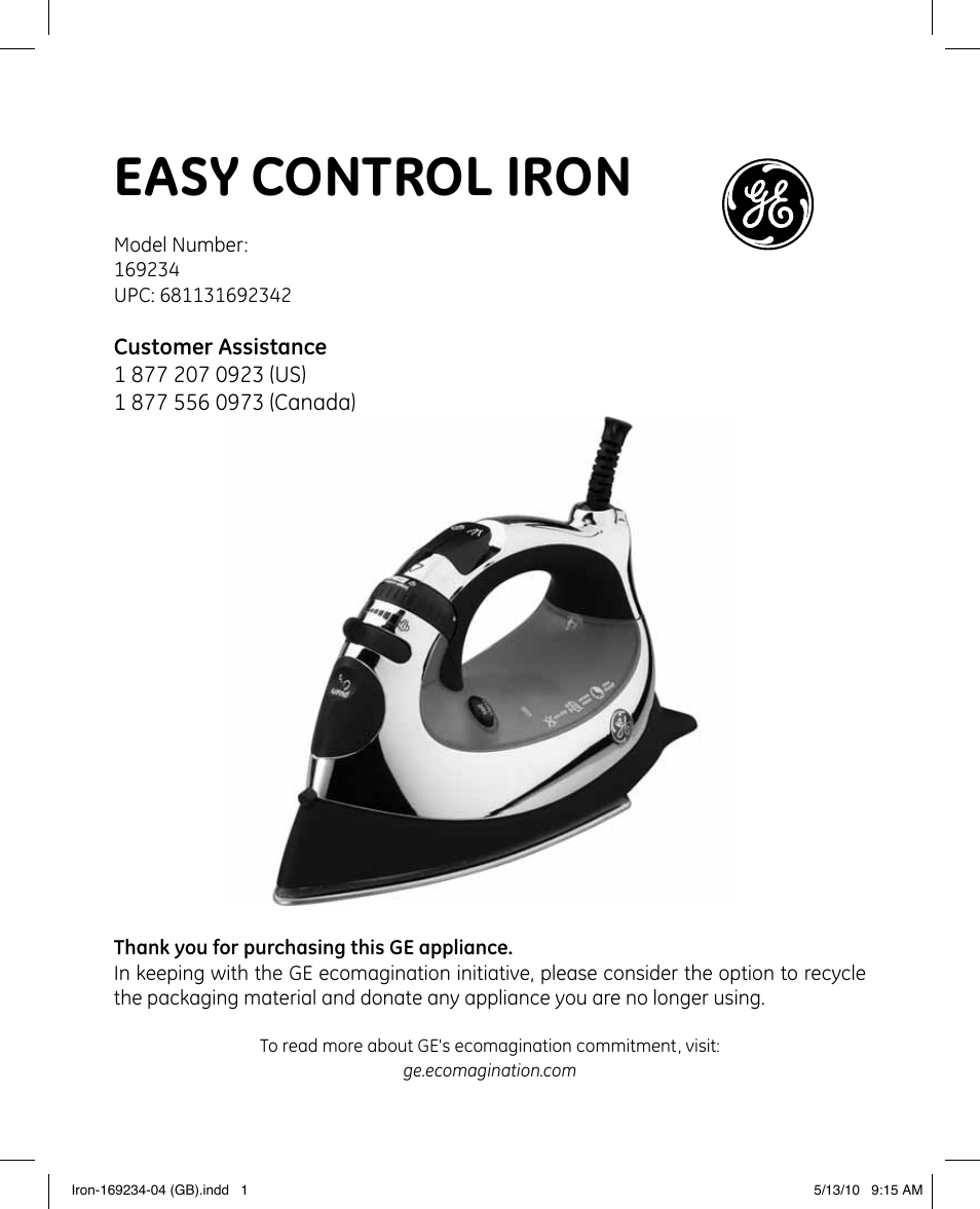 GE 169234 User Manual | 15 pages