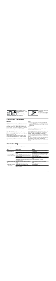 Cleaning and maintenance, Cleaning, Caution | Maintenance, Trouble shooting | Neff T25Z55N1 User Manual | Page 13 / 39