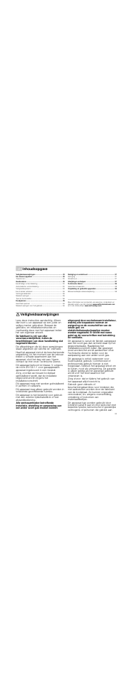 É inhoudsopgave[nl] gebruiksaanwijzing, Veiligheidsaanwijzingen, Inhoudsopgave | Neff T25Z55N1 User Manual | Page 33 / 39