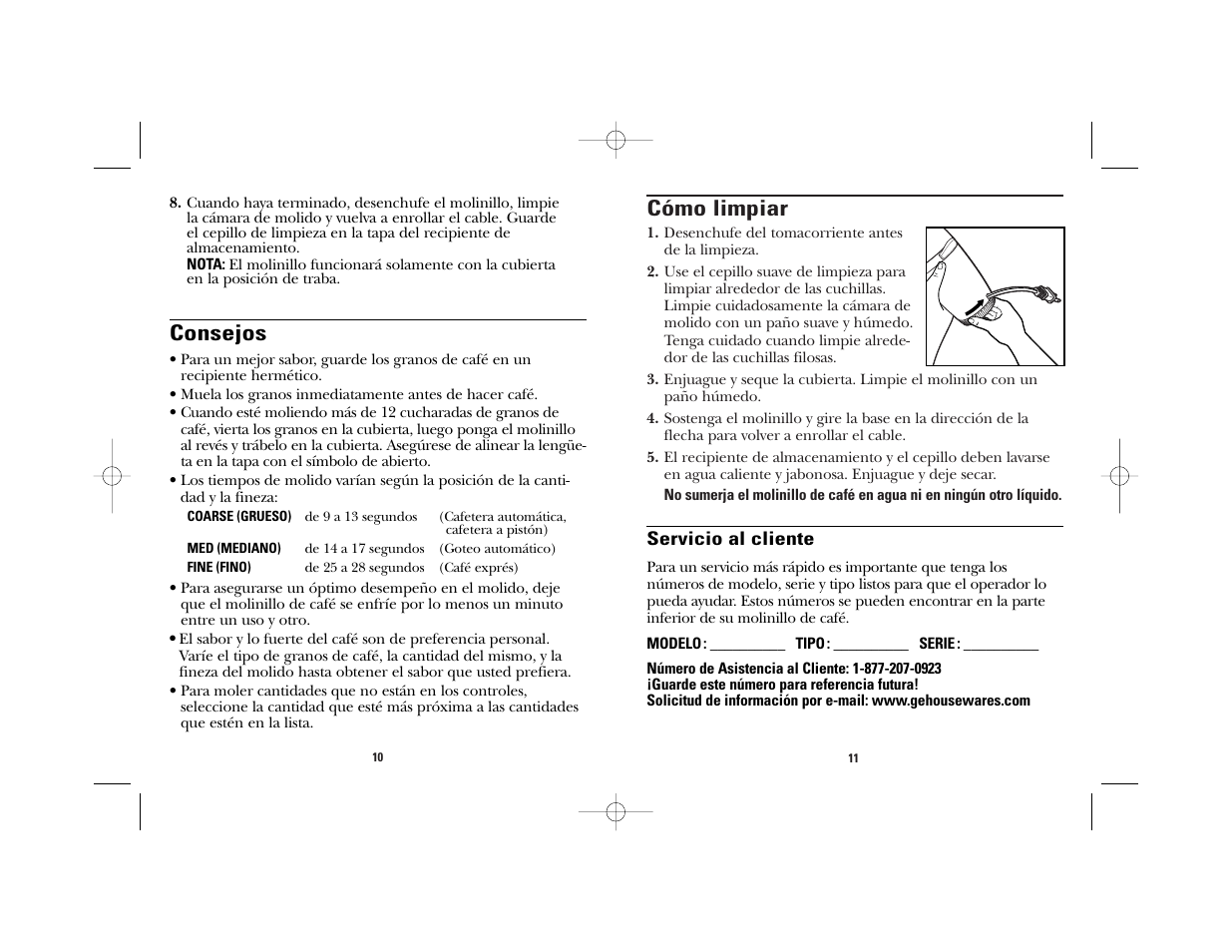 Cómo limpiar, Consejos | GE 169028 User Manual | Page 7 / 8
