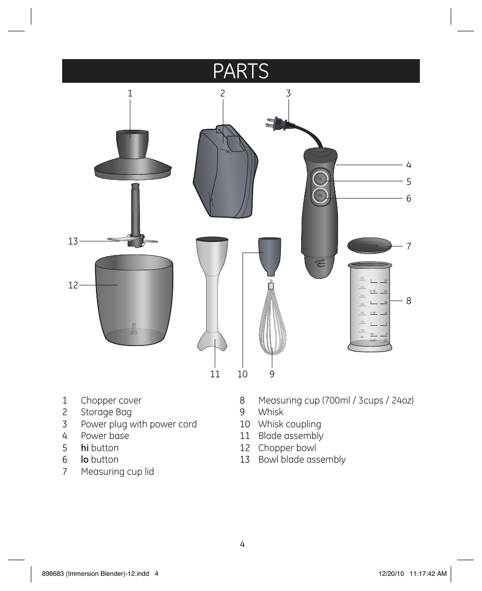 Parts | GE 898683 User Manual | Page 4 / 13