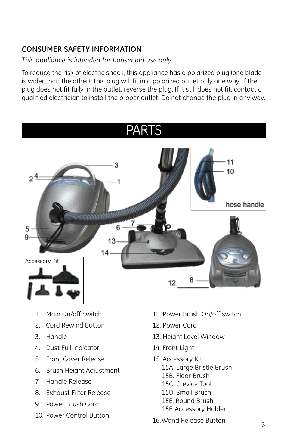 Parts | GE 169072 User Manual | Page 3 / 10