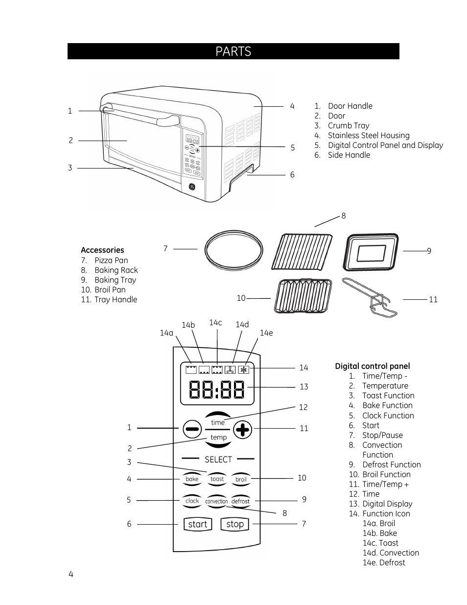 Parts | GE 169104 User Manual | Page 4 / 9