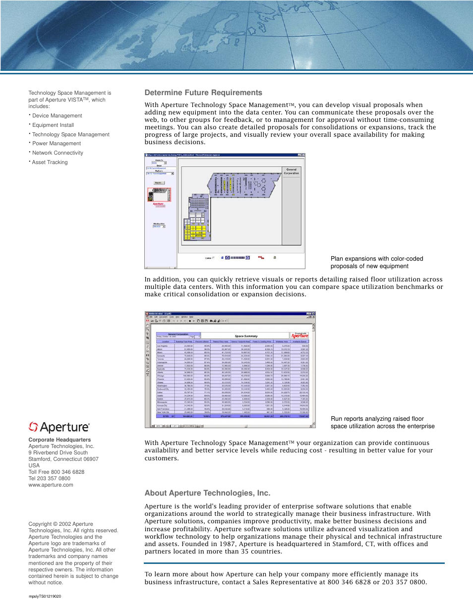 Determine future requirements, About aperture technologies, inc | GE 106851 User Manual | Page 2 / 2