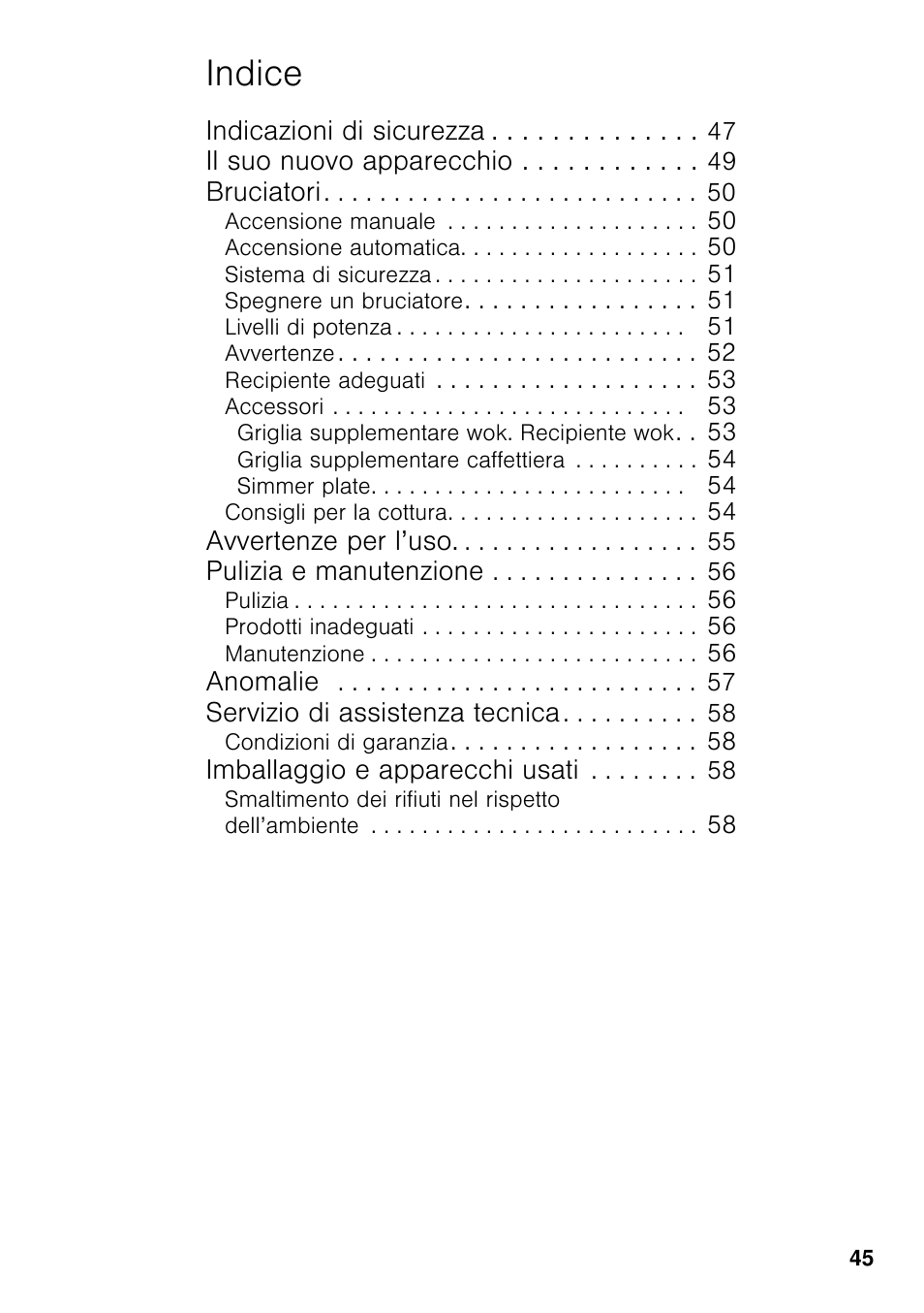 Indice | Neff T22S36N0 User Manual | Page 44 / 57