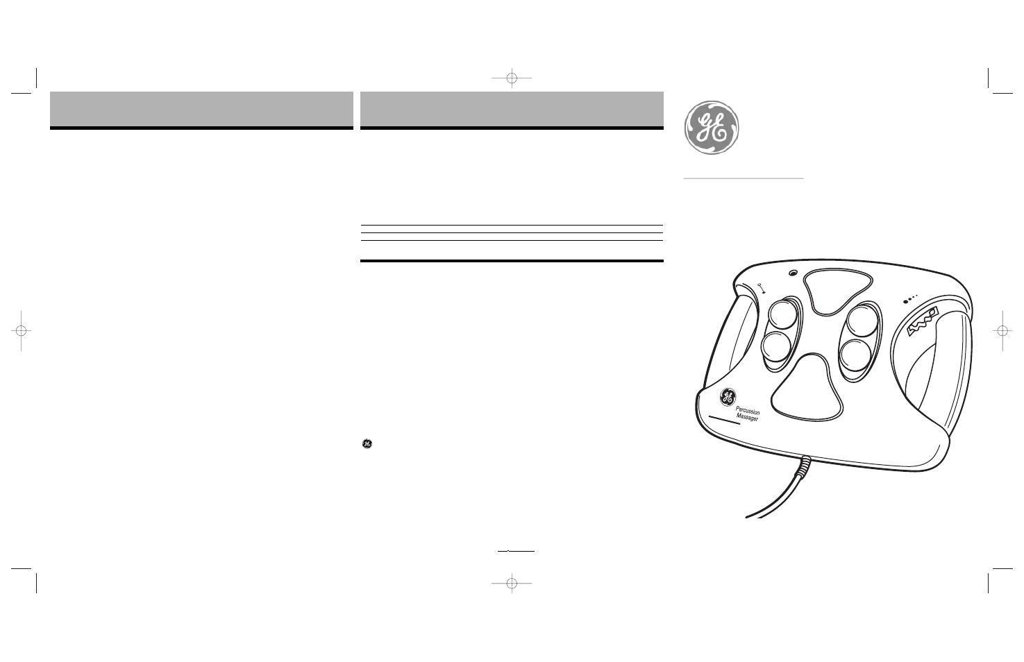 Warranty information, Owner ’s guide, Full body percussion massager with comfort gel | GE 106762 User Manual | Page 6 / 6