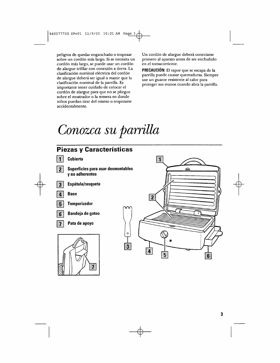 Conozca su parrilla, Piezas y características | GE 106642 User Manual | Page 10 / 16