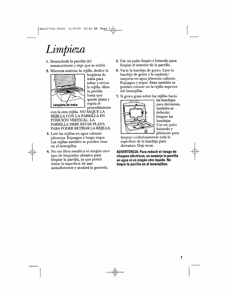 Limpieza | GE 106642 User Manual | Page 14 / 16