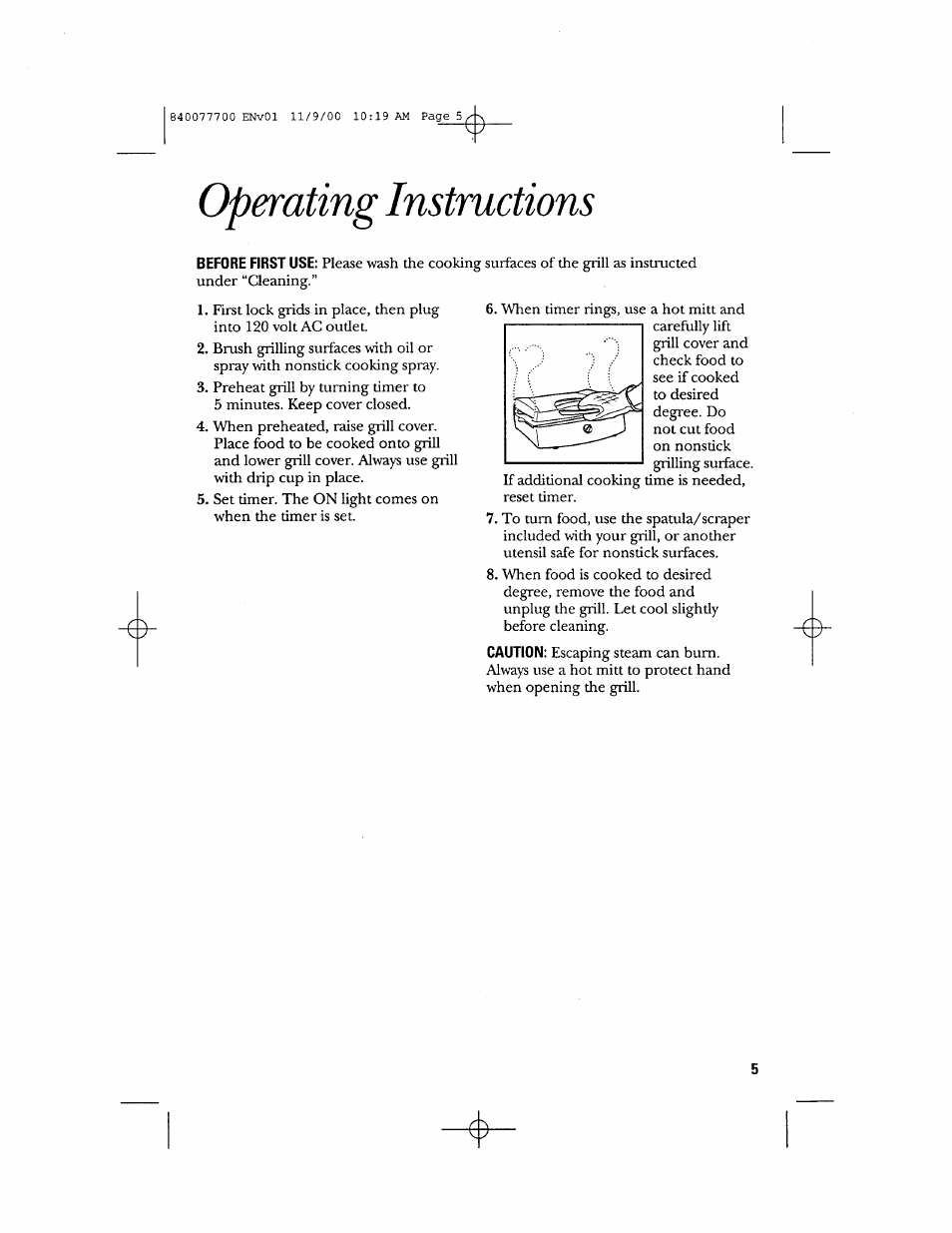 Operating instructions | GE 106642 User Manual | Page 5 / 16