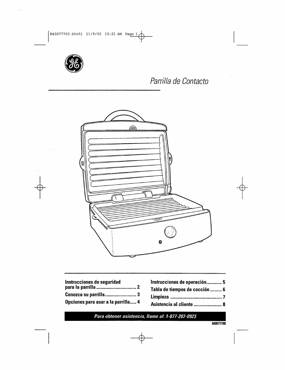 Parrilla de contacto | GE 106642 User Manual | Page 8 / 16