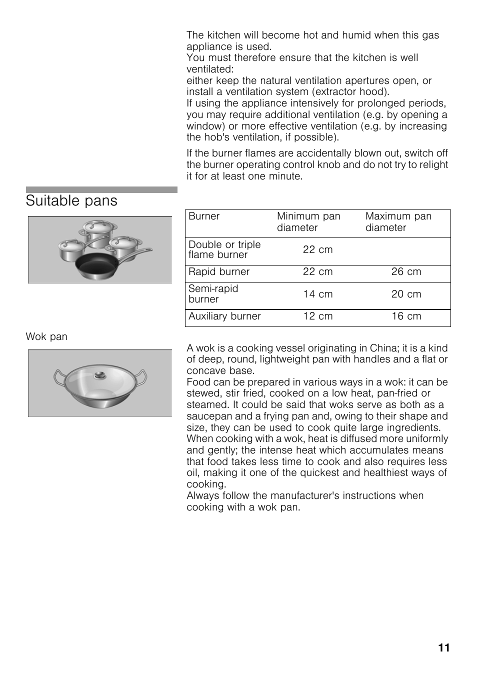 Wok pan, Suitable pans | Neff T23R46N0 User Manual | Page 10 / 60