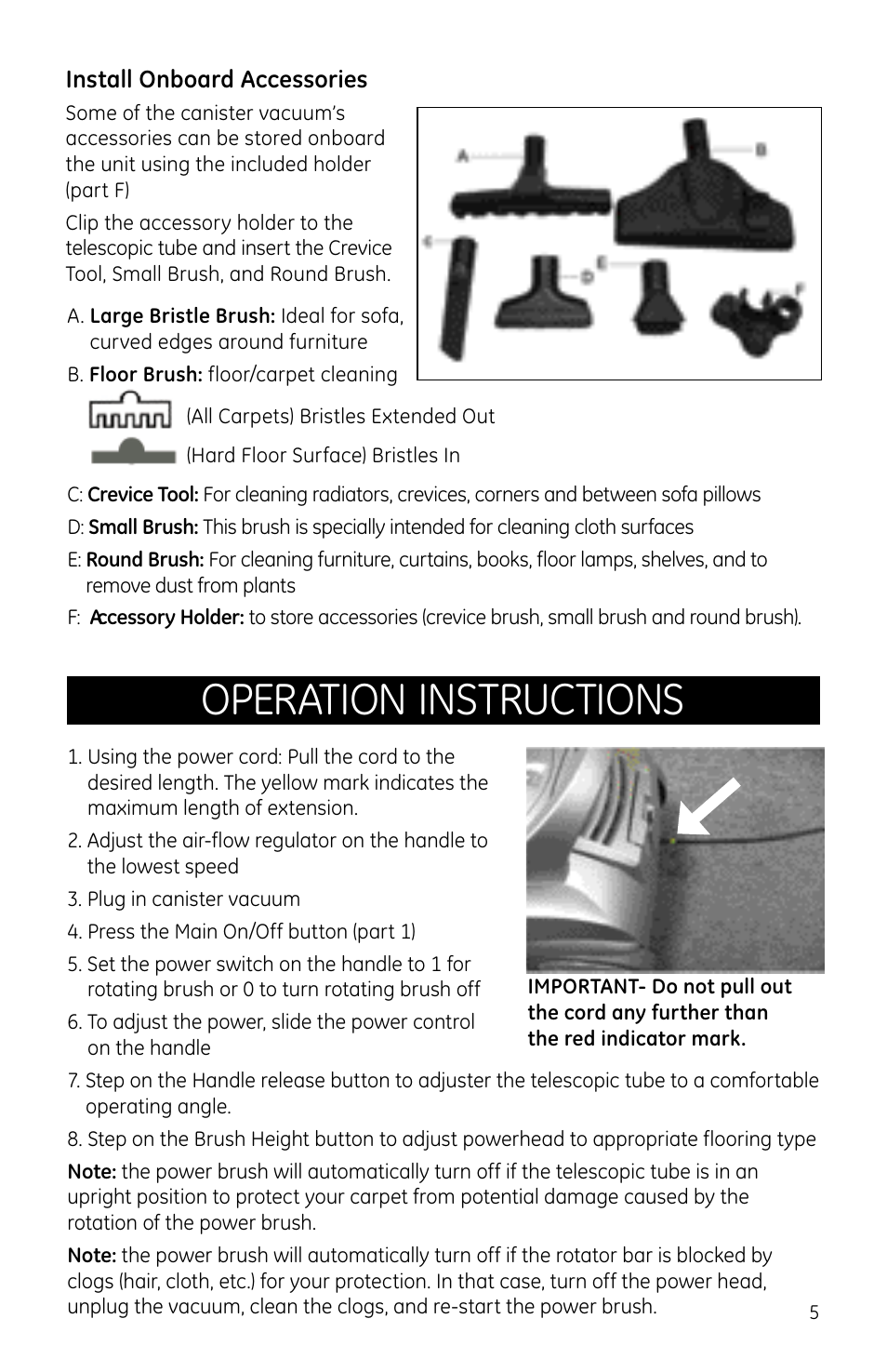 Operation instructions | GE 169131 User Manual | Page 5 / 11