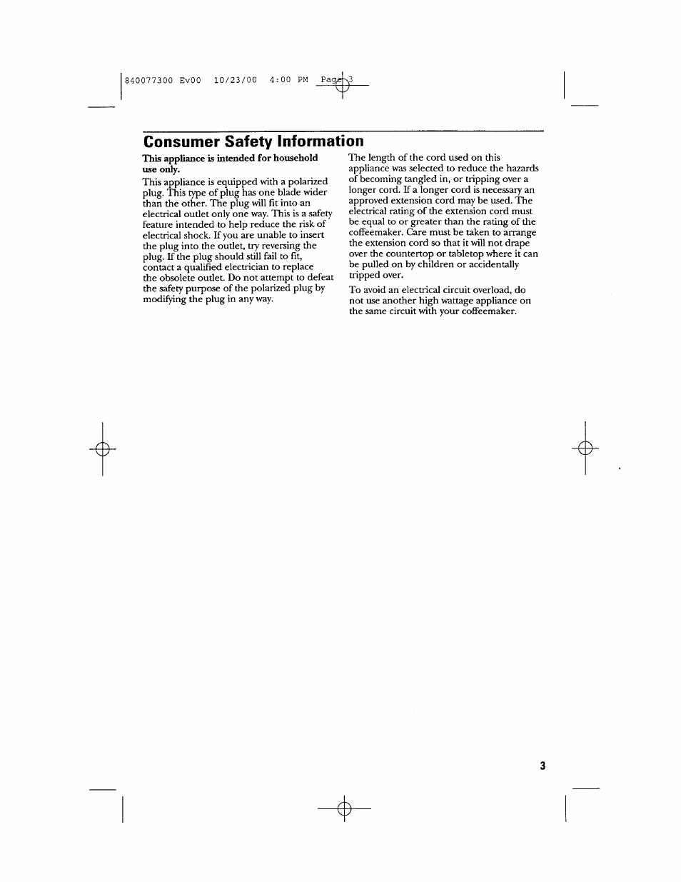 Consumer safety information | GE 106591 User Manual | Page 3 / 24