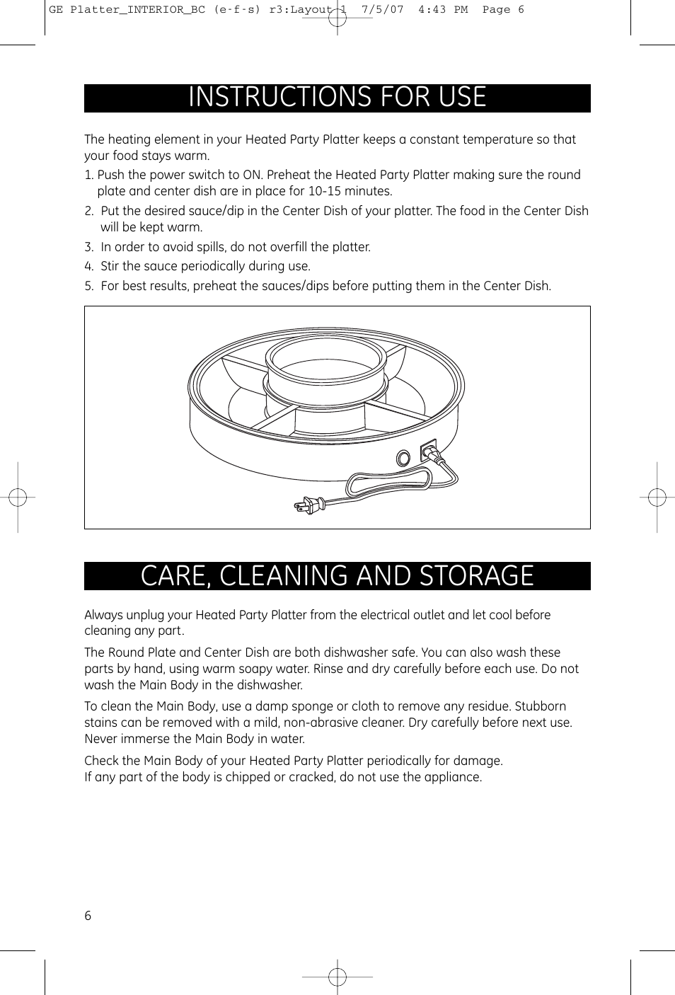 Instructions for use, Care, cleaning and storage | GE 169149 User Manual | Page 5 / 6
