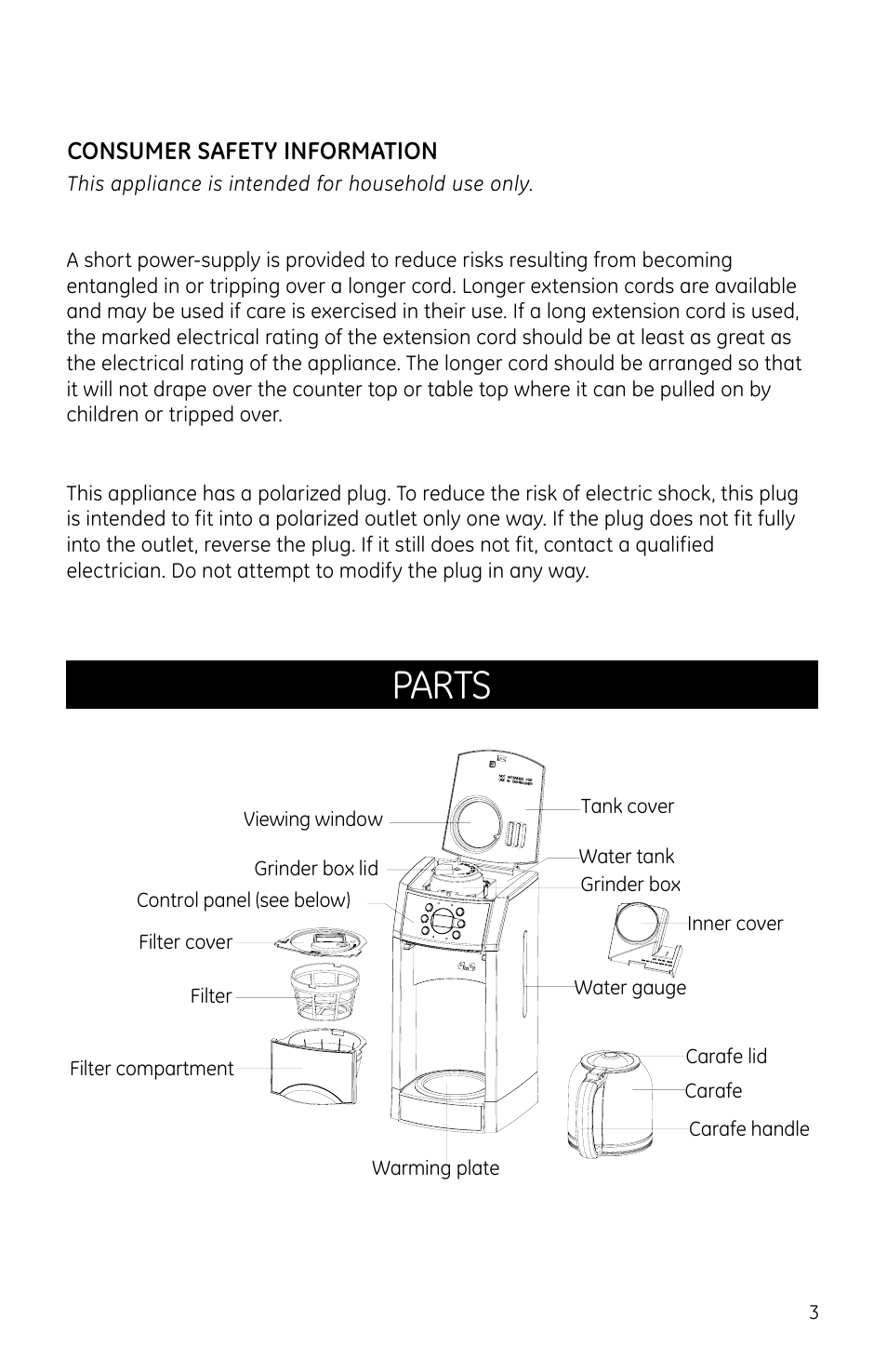 Parts | GE 169082 User Manual | Page 3 / 11