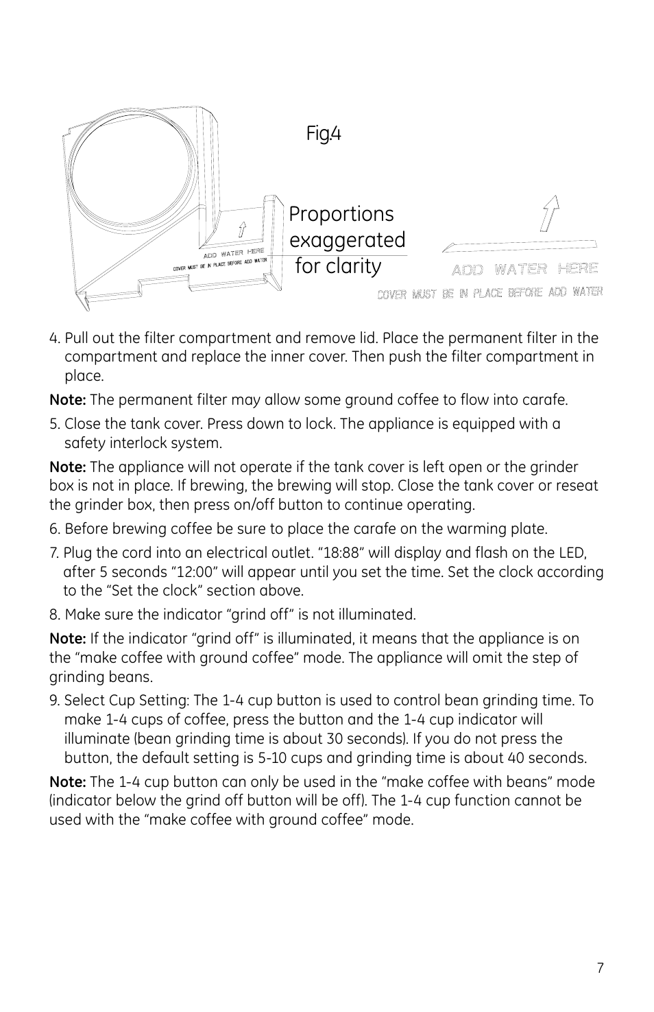 Proportions exaggerated for clarity, Fig.4 | GE 169082 User Manual | Page 7 / 11