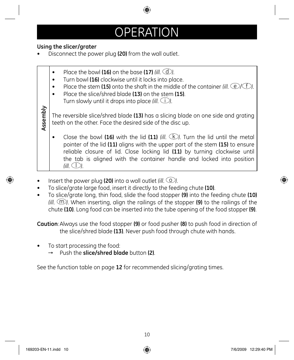 Operation | GE 169203 User Manual | Page 10 / 27