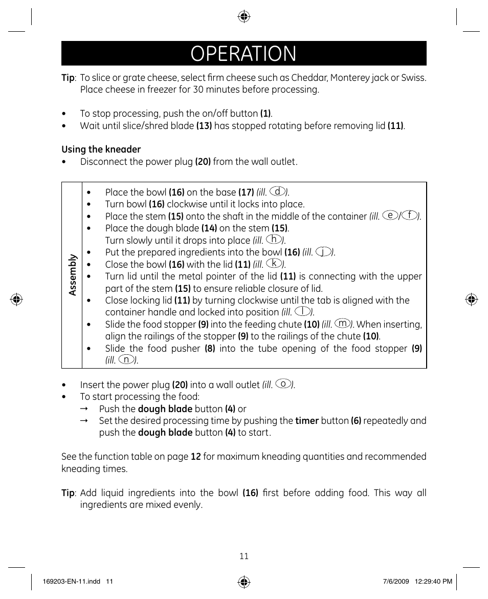 Operation | GE 169203 User Manual | Page 11 / 27