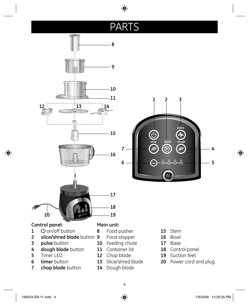 Parts | GE 169203 User Manual | Page 4 / 27