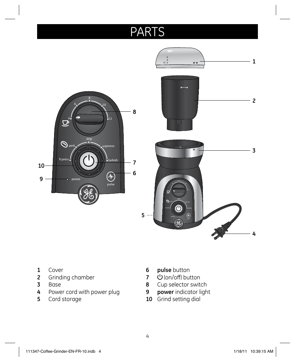 Parts | GE 111338 User Manual | Page 4 / 12