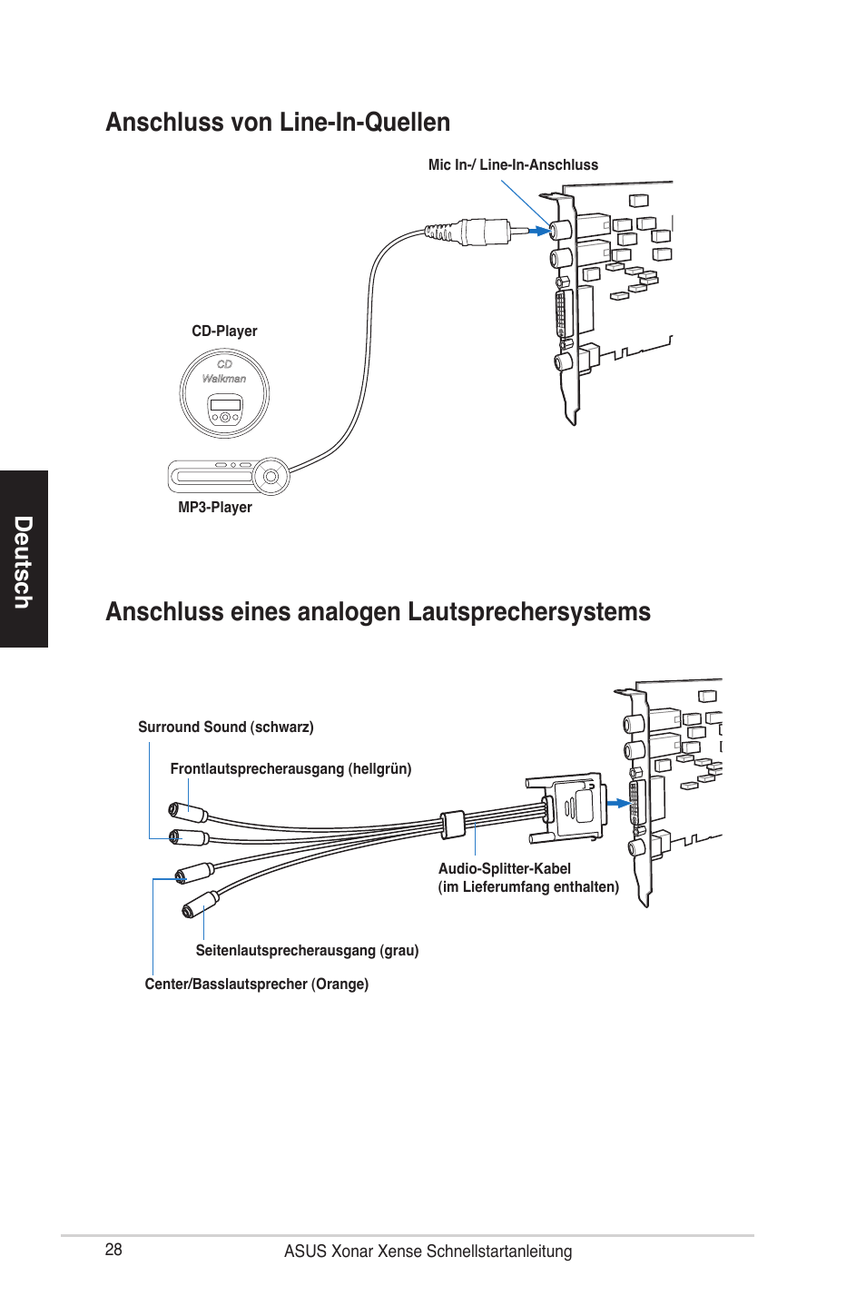 Deutsch | Asus Xonar Xense User Manual | Page 28 / 70