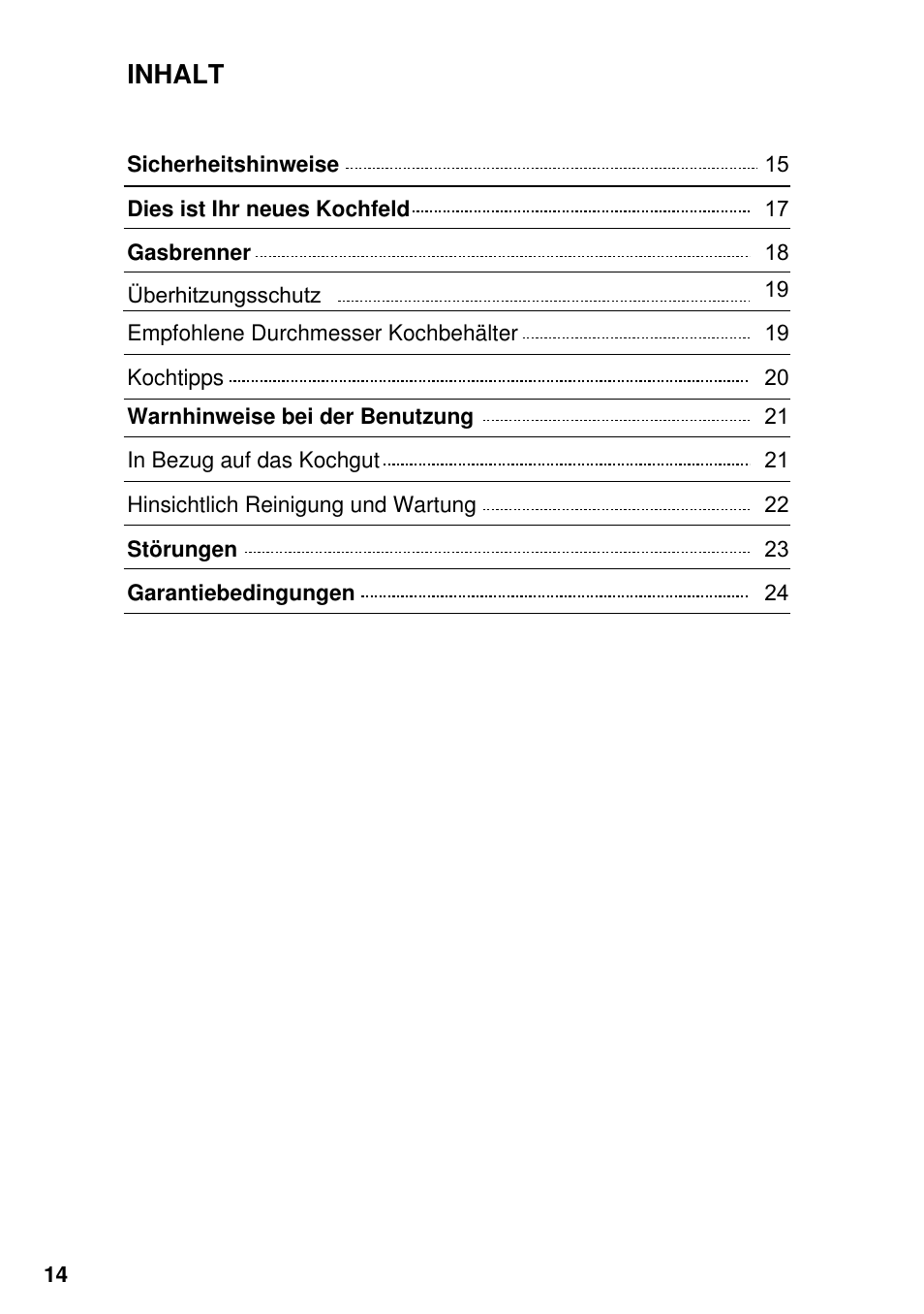 Inhalt | Neff M3126N1  EU User Manual | Page 15 / 98