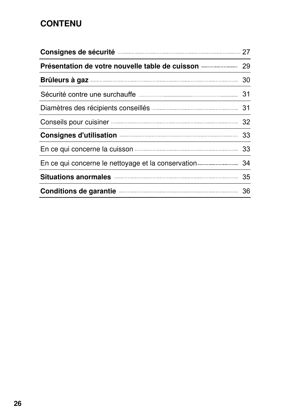 Contenu | Neff M3126N1  EU User Manual | Page 27 / 98