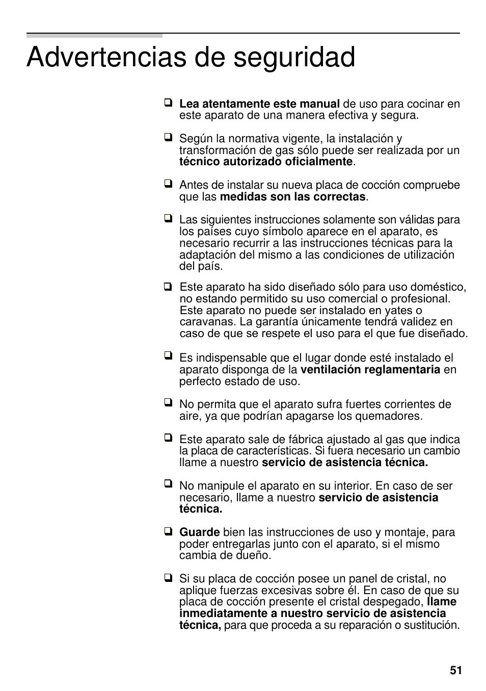 Advertencias de seguridad | Neff M3126N1  EU User Manual | Page 52 / 98