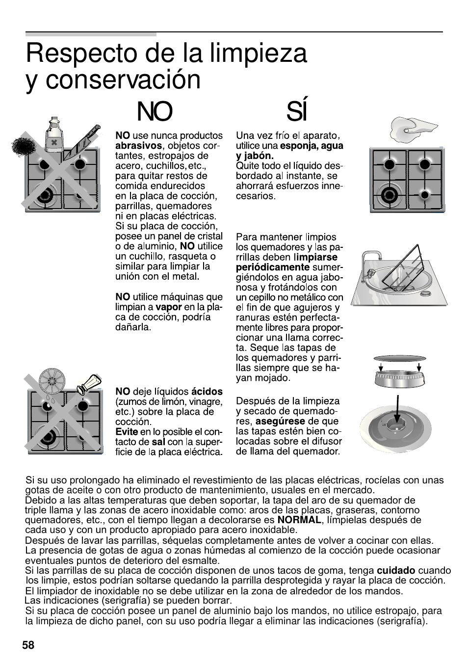 Respecto de la limpieza y conservación | Neff M3126N1  EU User Manual | Page 59 / 98