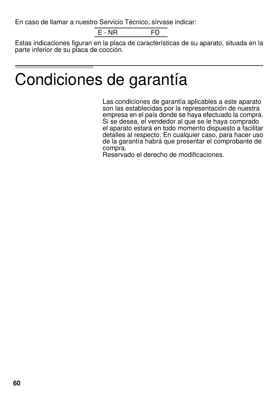 Sin titulo, Condiciones de garantía | Neff M3126N1  EU User Manual | Page 61 / 98
