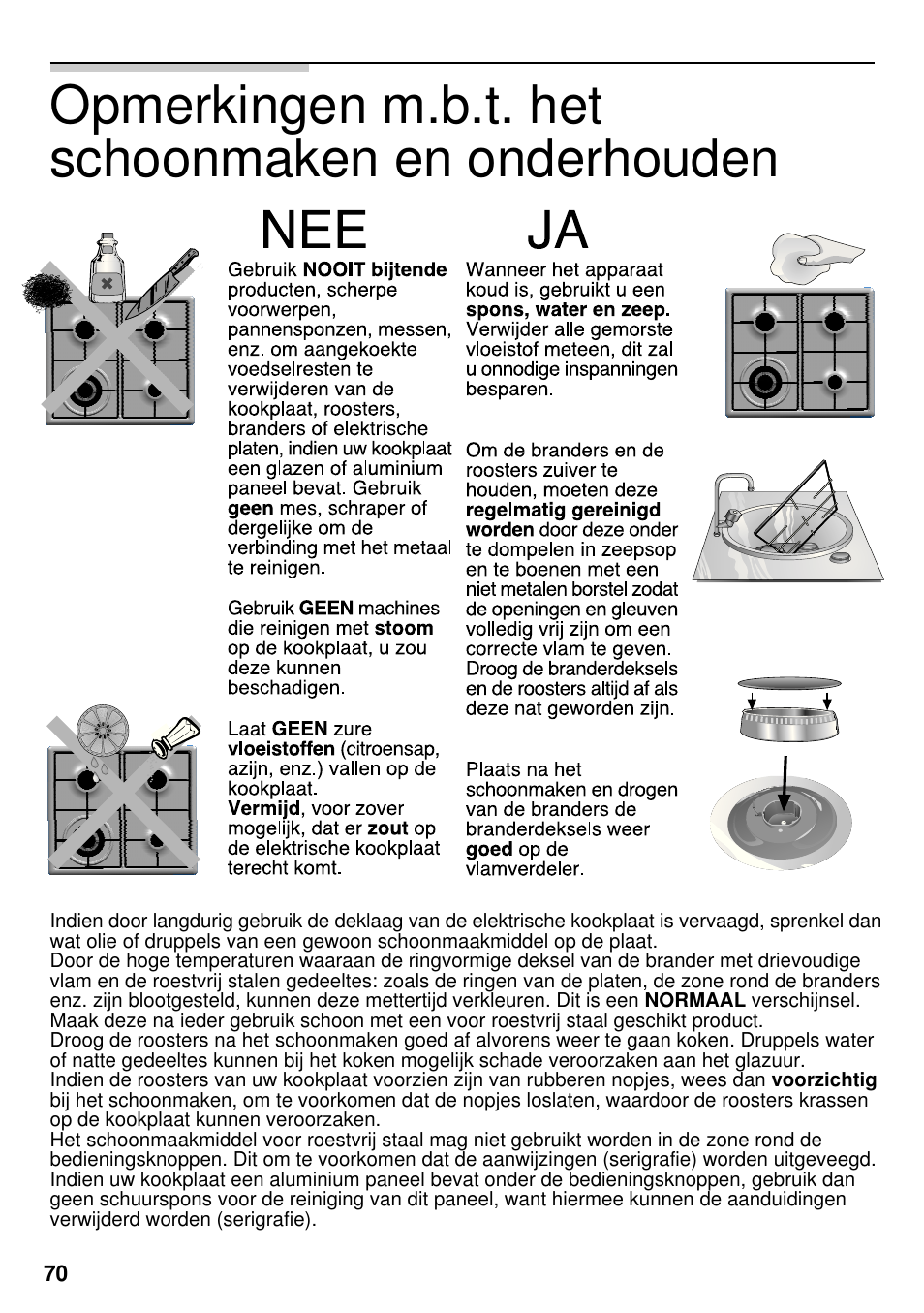 Opmerkingen m.b.t. het schoonmaken en onderhouden | Neff M3126N1  EU User Manual | Page 71 / 98