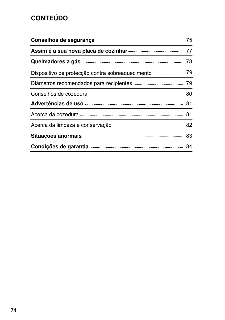 Conteúdo | Neff M3126N1  EU User Manual | Page 75 / 98