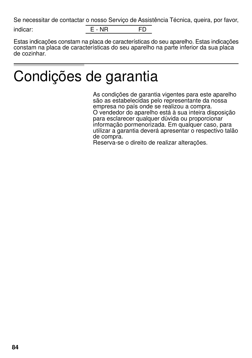 Condições de garantia | Neff M3126N1  EU User Manual | Page 85 / 98