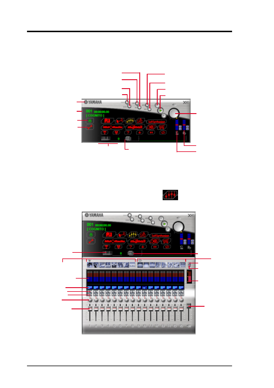 Software reference, 3 yamaha xgstudio mixer control panel, 2 yamaha xgstudio player control panel | Asus CUC2000-M User Manual | Page 104 / 124